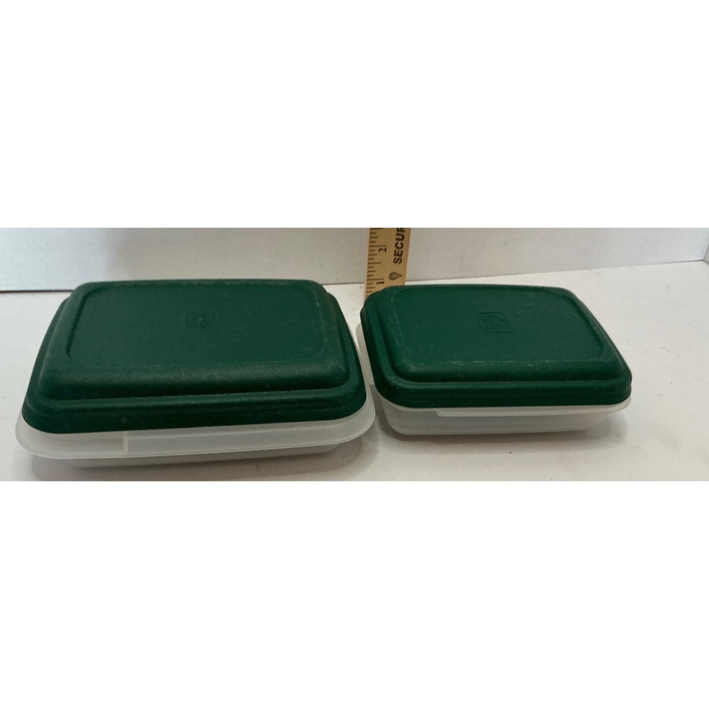 Anchor Hocking Vintage Food Storage Containers Green Lids Set of 2 Kitchenware